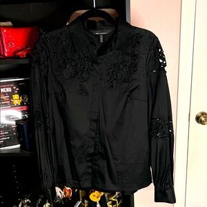 WHBM Black Embroidered Women’s Shirt Size 6